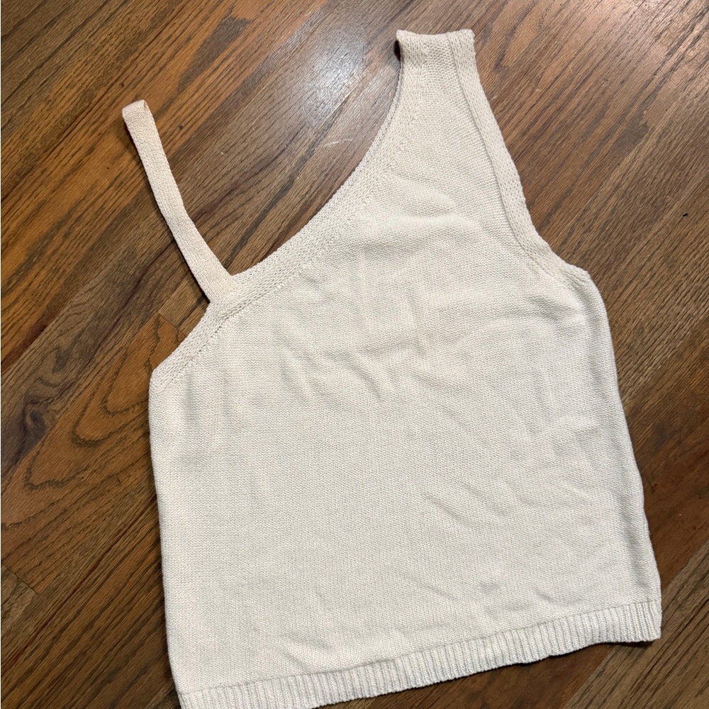 English Factory Cream Knit Asymmetrical Tank Top